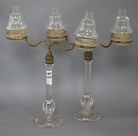 A pair of two branch cricklite table lights height 47cm